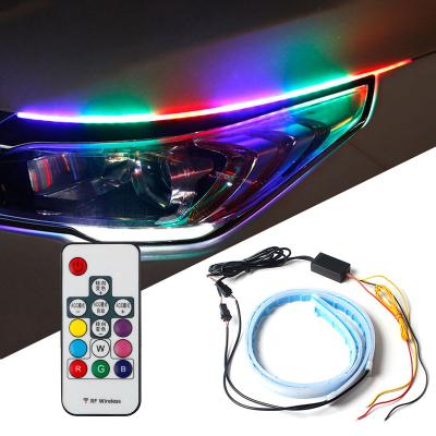 China NUYAO 2Pcs LED DRL RGB APP Warning Remote Control Signal/Car Turn Led Universal 30/45/60 cm RGB LED DRL Light Car Strip Daytime Running Lights for sale