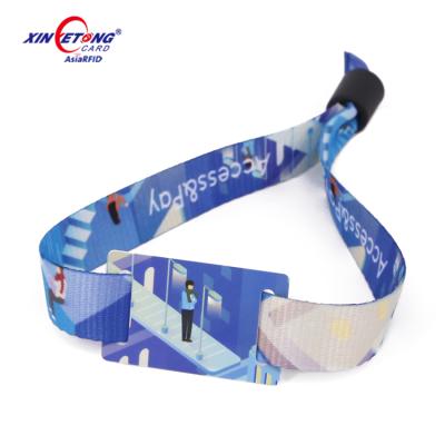 China /Waterproof rfid woven wristband black velco custom waterproof for festival for sale