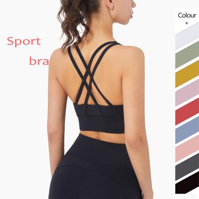 China QUICK DRY Women Sports Bra Crop Tops New Fabric Super Soft Wider Straps Gym Top Solid Color Sexy Sport Wear Outdoor Active Bras for sale