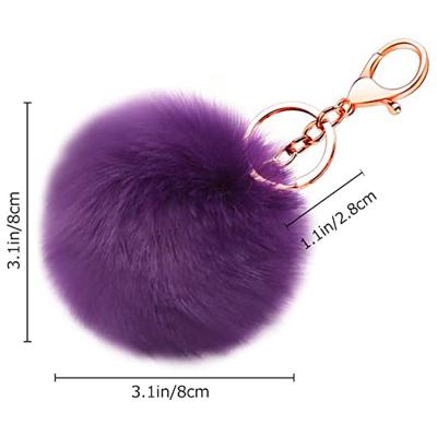 China Key Chain Key Ring Cute Pom Pom Bag Plush Ball Soft Artificial Rabbit Fur Decoration Charm For Women Girls for sale