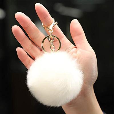 China Artificial Key Ring Pendant Jewelry Fuzzy Fur Key Chain POM POM Keychain Car Bag Keychain Plush Rabbit Fur Ball Christmas Gift Decoration for sale