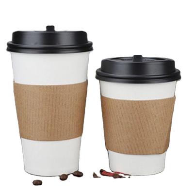 China Handmade Custom Paper Cup 8oz 12oz 16oz 20oz Sleeve Corrugated Insulation Hot Cup Sleeve for sale