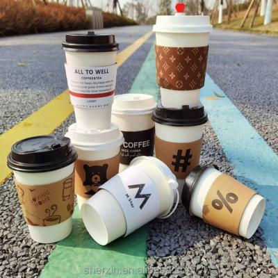 China Handmade Wholesale Custom Printed Paper Cup Sleeve Coffee Cup Sleeves Printed Paper Cup for sale