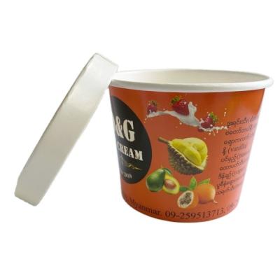 China Wholesale High Quality Disposable Paper Cup PE Liner Double Logo Printing Disposable Ice Cream Cup for sale