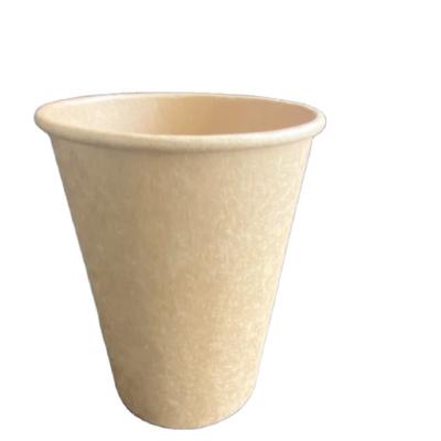 China Brown Color Disposable Paper Cups Disposable Kraft Paper Cup Single Wall Cup With Lid for sale