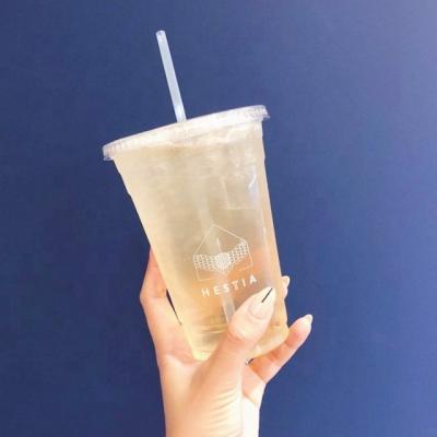 China 16oz 24oz PET Iced Coffee Cup Disposable Single Wall Plastic Wholesale Iced Coffee Cup Clear Customized Cup for sale