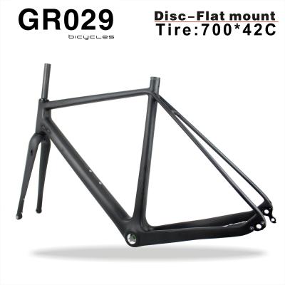 China Chinese Cyclocross Carbon Fiber Disc Brake Carbon Cyclocross Bicycle Parts,Gravel Road Bike Frame With Fork for sale