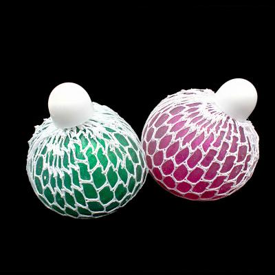 China Eco-friendly Huayi TPR 7cm Flashing Glitter Grouting Gel Mesh Squeeze Ball With Closure for sale