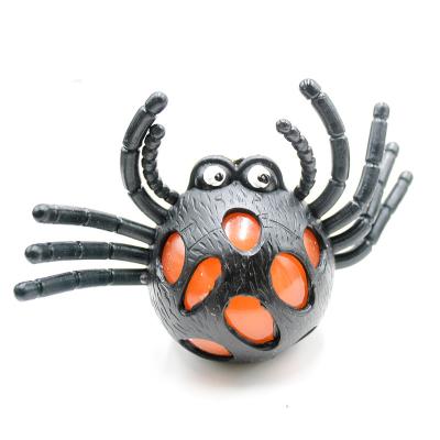 China Eco-Friendly Soft TPR Relaxation Toy Black Spider Gel Stress Squeeze Ball For Halloween for sale