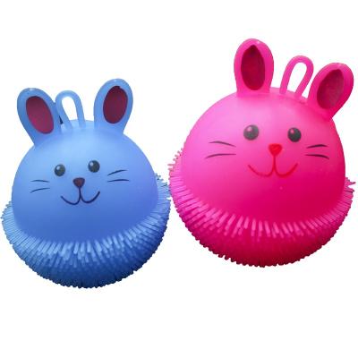 China Huayi TPR Soft Squeezable Effort Ball Cute Bunny Stripper Ball Flashing Toy for sale