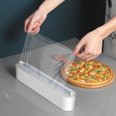 China ABS+Stainless steel Kitchen disposable plastic film cutter household plastic film cover food cutting box magnetic suction refrigerator magic device for sale