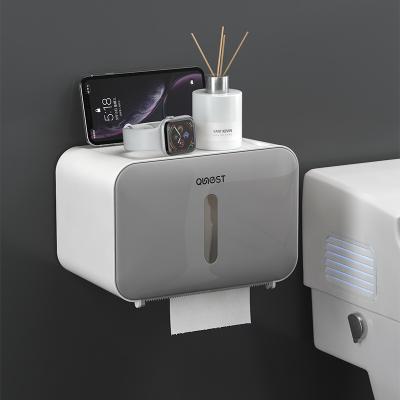 China Modern Non-jamming multifunctional toilet paper box perforation-free tissue box Toilet waterproof plastic roll holder roll tube for sale