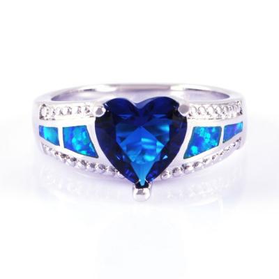 China Trendy 925 Sterling Silver Heart Tanzanite Opal Trendy Ring for sale