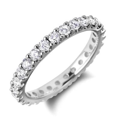 China Wholesale FASHIONABLE 925 Sterling Silver Ring Micro Beauty CZ Setting Eternity Band Wedding Ring for sale