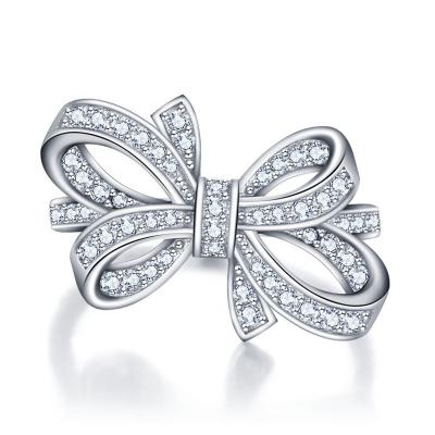 China Wholesale TRENDY Fashion 925 Sterling Silver Party Girl Bow Link Shape Ring Jewelry for sale