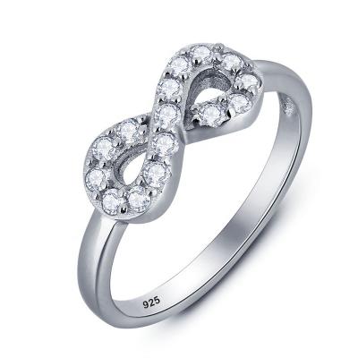 China FASHIONABLE 18KT White Gold Plated 925 Sterling Silver Infinity CZ Ring For Girls for sale