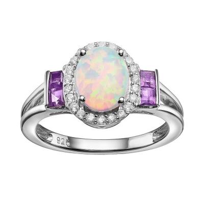 China Fashionable Best Selling Beautiful Simple Rings Jewelry Women Wedding Fire White Silver Opal Ring For Girls for sale