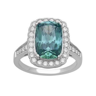 China Wholesale Trendy Fashion Jewelry Women Ladies Silver Green Blue Wedding Engagement Rings For Women for sale