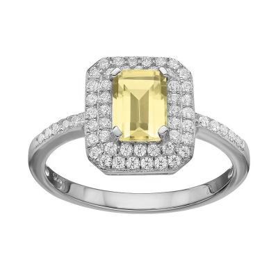 China Luxury Jewelry Emerald Cut Canary Sterling Silver Fashion TRENDY 925 Engagement Wedding Rings For Women for sale