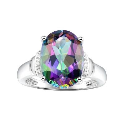 China Trendy Funky Jewelry Fashion 925 Silver Engagement Mystic Girls Topaz Oval Cut Rings For Party for sale