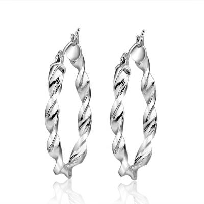 China FASHIONABLE Hot Unique Circle Twisted Design 925 Sterling Silver Earring For Girlsn Platinum Plated 925 Silver Earring for sale