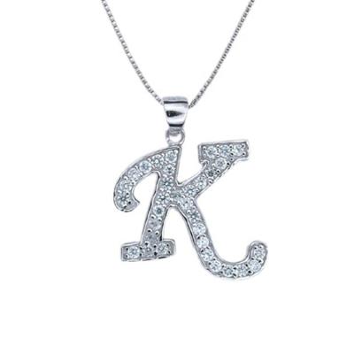 China New CLASSIC Popular Classic Alphabet Letter Initial Charm Pendant 925 Silver For Necklace for sale