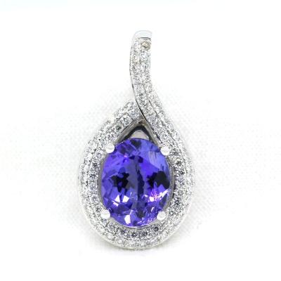 China Beautiful CLASSIC Design Wedding Tanzanite Pendant Stone 925 Sterling Silver Wholesale Manufacturer Genuine Pendant for sale