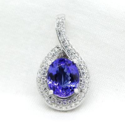 China Popular Tanzanite Necklace 925 Sterling Silver Jewelry Pendant For Latest Fashion CLASSIC for sale