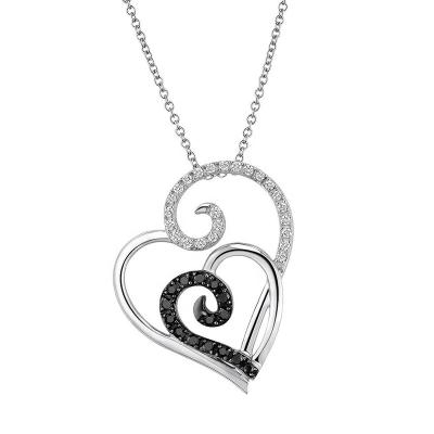 China CLASSIC Elegant Solid 925 Silver Jewelry Silver Chain Necklace With Double Infinity Love Heart for sale