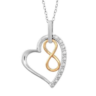 China Beautiful CLASSIC Infinity Eternal Love in Two Tone Solid 925 Sterling Silver Heart Pendant Necklace for Young Couples for sale