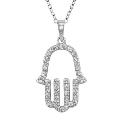 China Religious Solid 925 Sterling Silver Jewish Pendant Jewelry Hasma With Chain Necklace for sale