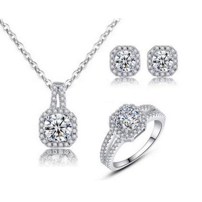 China CLASSIC Hot Selling Solid 925 Sterling Silver Jewelery Ring Earring Necklace Jewelry Pendant Set for sale