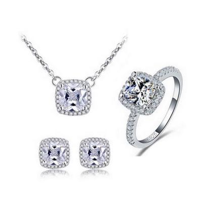 China Wholesale CLASSIC Solid Set of Ring Earring Necklace Jewelry Set 925 Sterling Silver Moissanite Stone Jewelry for sale