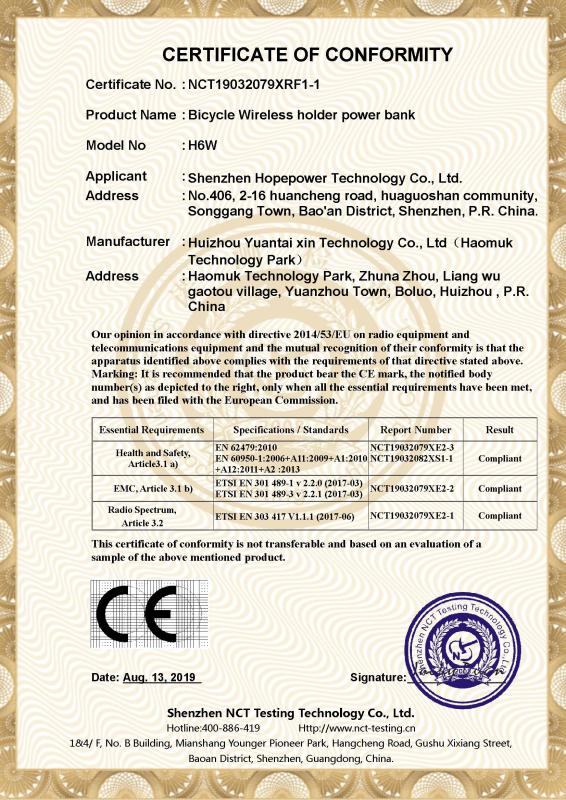 CE - Shenzhen Hopepower Technology Co., Ltd.