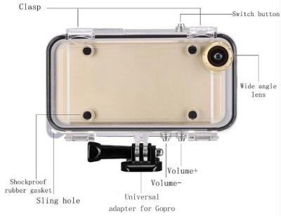 China 170 Degree Wide Angel Lens 2019 Shockproof Underwater IP68 Cases For Diving Swimming Surfing With Adapter Mount For iPhone 6 6S for sale