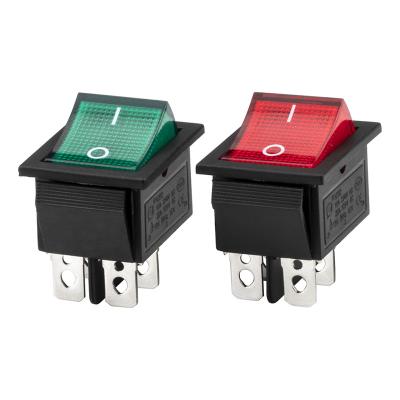 China KCD2-201N ON-OFF 20A 125VAC On Off DPST 4Pins Lit Rocker Switch With Red And Green Lamp for sale