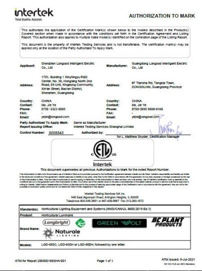 ETL - Shenzhen Longood Intelligent Electric Co., Ltd.