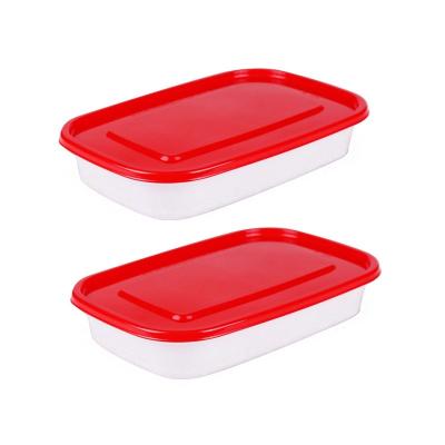 China Rectangular Microwavable White Disposable PP Bento Sushi Meal Prep Storage Food Container Japanese Plastic With Red Lid for sale