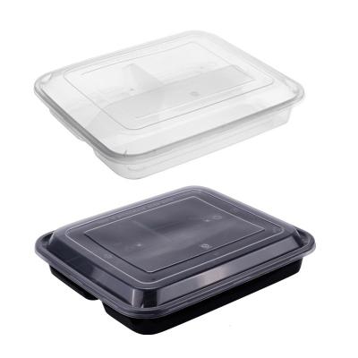 China Microwavable PP Microwave Safe Food Container Clear Pack 3 Compartment Disposable Plastic Lunch Box for sale