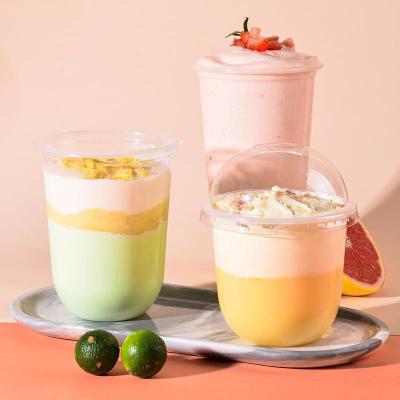 China Wholesale 10oz U Shape Transparent Disposable Plastic Cups For Ice Cream for sale