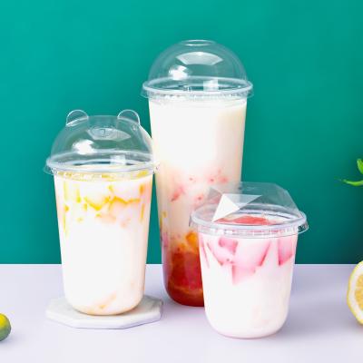 China Custom Disposable Tea Blister Bubble Tea Bubble Shape Clear PP U Logo 16oz Plastic Cup Plastic Cup For Cold-Hot Drinks for sale