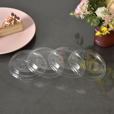 China Disposable Custom Diameter 90 92 95 98mm Plastic Iced Coffee Cup Covers Clear Plastic Lid For Cups for sale