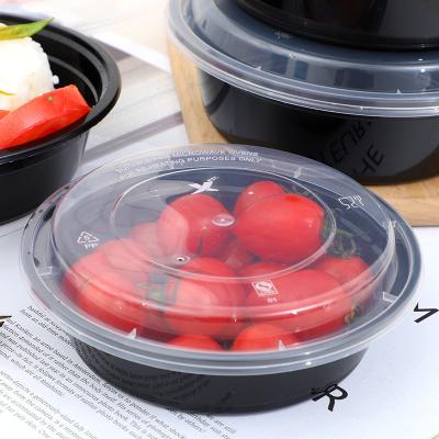 China Food Grade / Microwavable Clear Black White Round Plastic Food Grade Disposable Container Food Container Take Away Lunch Box for sale