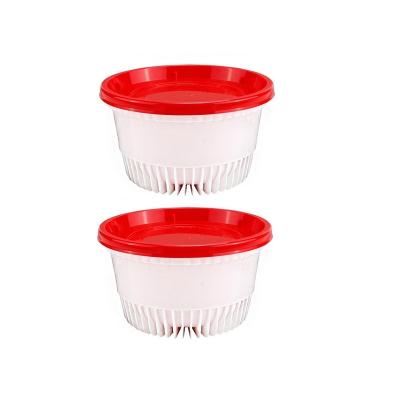 China Food Grade / Microwavable Packing 12oz Takeout Lunch Box Anti-scald Disposable Plastic White Food Bowl With Red Lids for sale