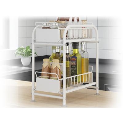 China Stocked Kitchen sink rack with tilted spice rack sliding storage drawers for sale