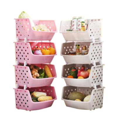 China Minimalist Racks Stackable Basket Kitchen Storage Hot-selling Plastic Shelves for sale