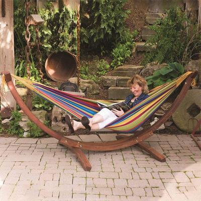 China Strong Cotton Canvas Wooden Frame Leaning Nylon Hammock With Stand for sale