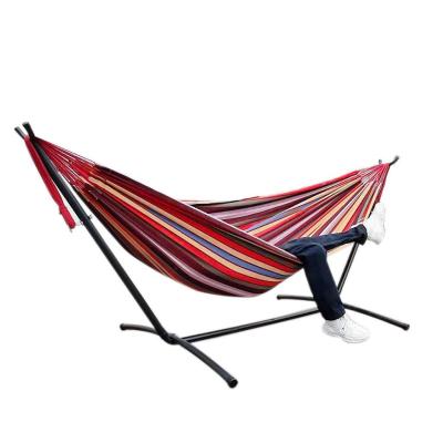 China Convenient Double Cotton Hammock With Space Saving Steel Stand for sale