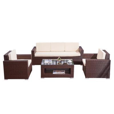 China Durable Inexpensive Outdoor Rattan Wicker Patio Sofas Frame Waterproof Garden Sofa Set Furniture for sale