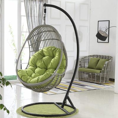 China Durable Deluxe Steel Rattan Egg Basket Hanging Chair Garden Set Patio Swings for sale